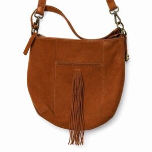 Lucky Brand Womens Brown Suede Leather Hobo Bag Tassel Purse Vintage Y2k‎ Boho